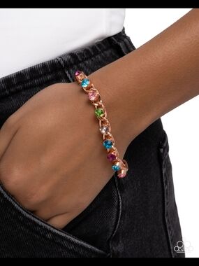 Rose Gold Multicolor Crystal Chain Bracelet